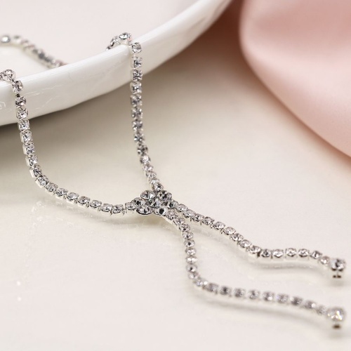 Silver Plated Classic Crystal Lariat Necklace by Peace of Mind